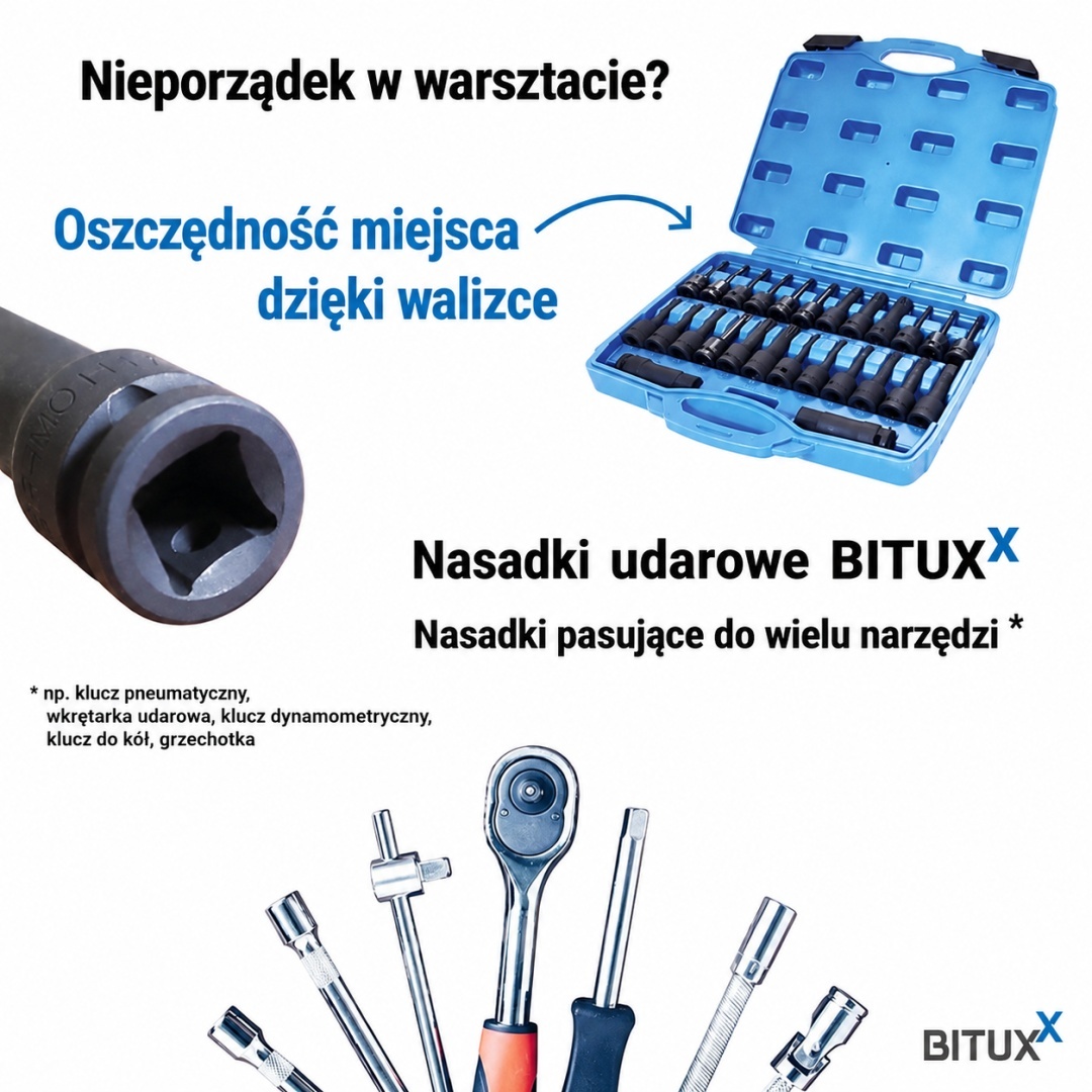 Bituxx 26dílná sada nástrčných klíčů 1/2″ - nástrčné klíče, Torx a vícedrážkové bity, profesionální sada M19607